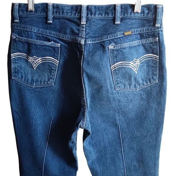 Vintage Mens Disco Jeans 34x29 80's MAVERICK DISCO RAW DENIM CREASED STRAIGHT - Picture 1 of 7